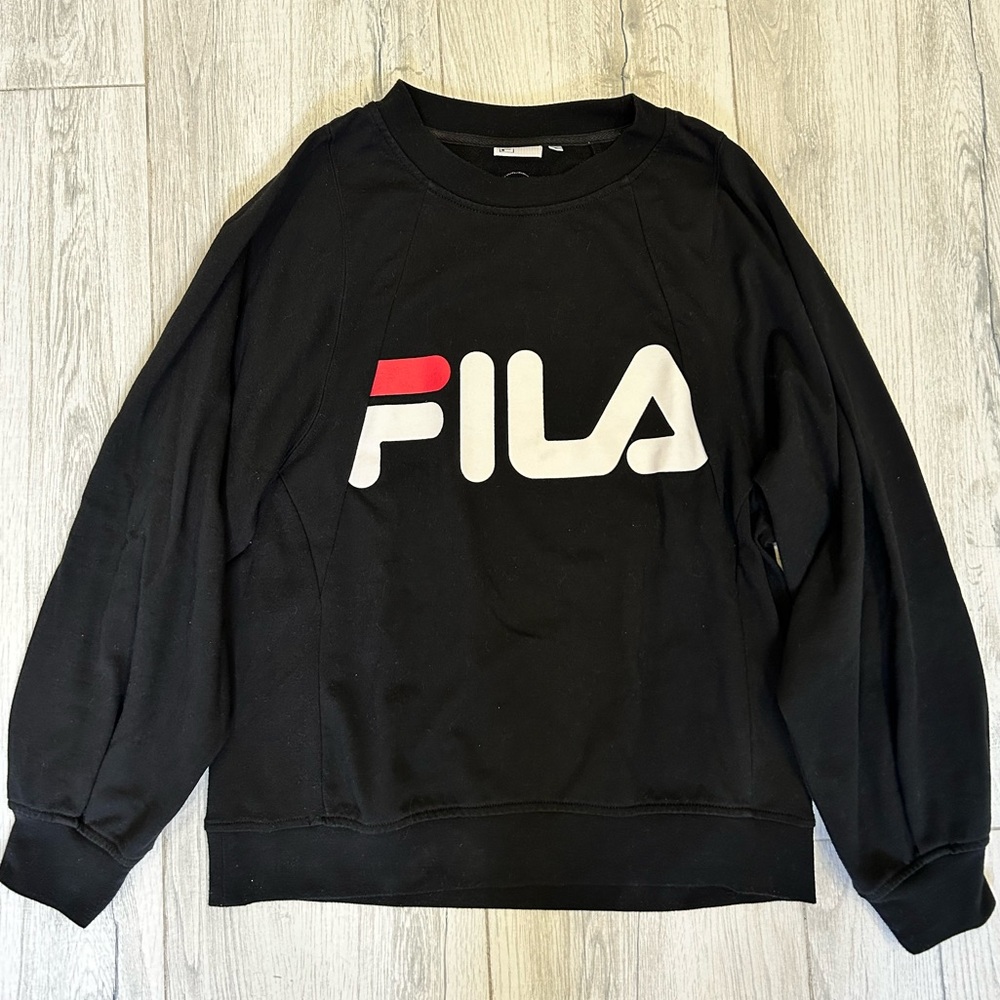 90%new E hyphen world gallery x FILA Sweatshirt Black Japan Edition S/M women